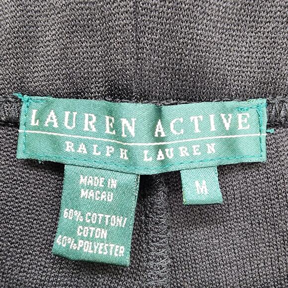 Lauren Active Ralph Lauren Pants Womens M Black Stretch Cotton Knit Zip Hem - Picture 6 of 11